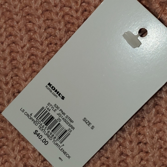 Pink Blue Striped Crop Turtleneck Sweater New Small - Picture 5 of 6